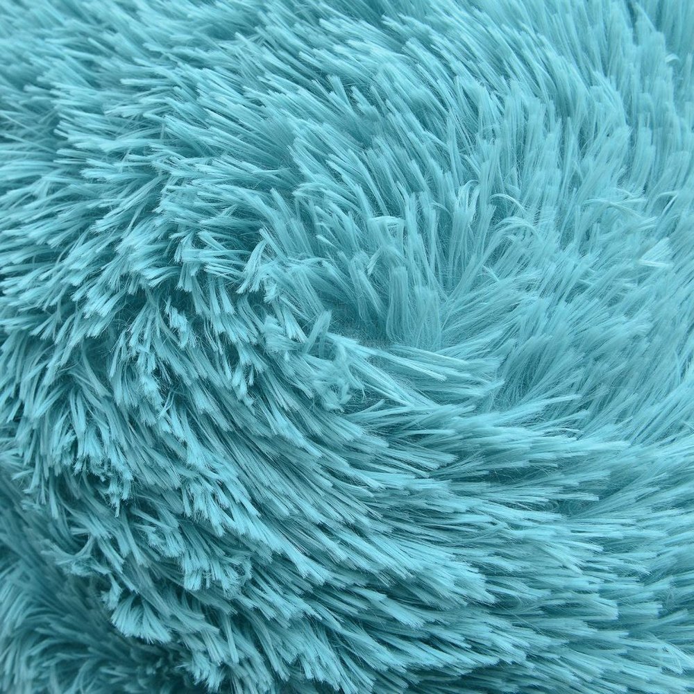 Teal Luxury Furry Adorable Trendy Throw Pillow Decor Cover Set Bedroom/Sofa - Picture 4 of 7